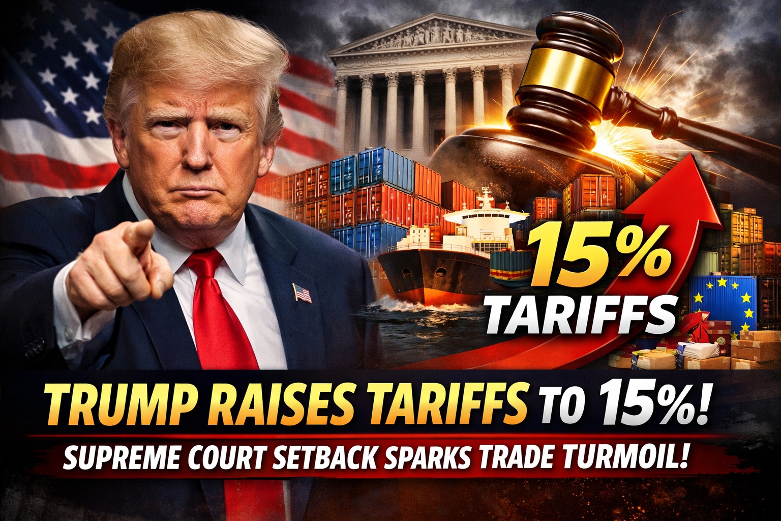 Trump Escalates Global Tariffs to 15% After Supreme Court Setback