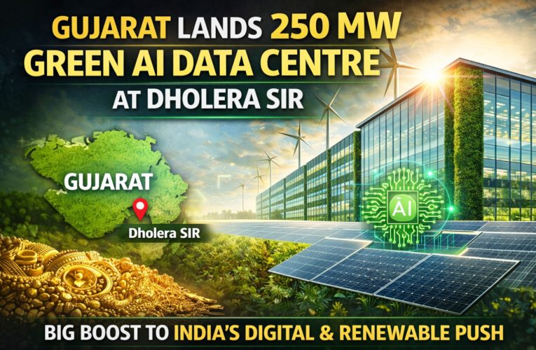 Gujarat Lands 250 MW Green AI Data Centre at Dholera SIR — Big Boost to India’s Digital & Renewable Push