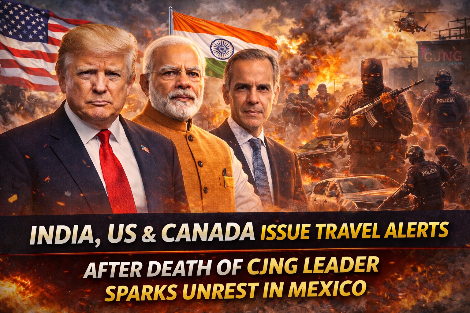 India, US and Canada Issue Travel Alerts After Death of CJNG Leader Sparks Unrest in Mexico