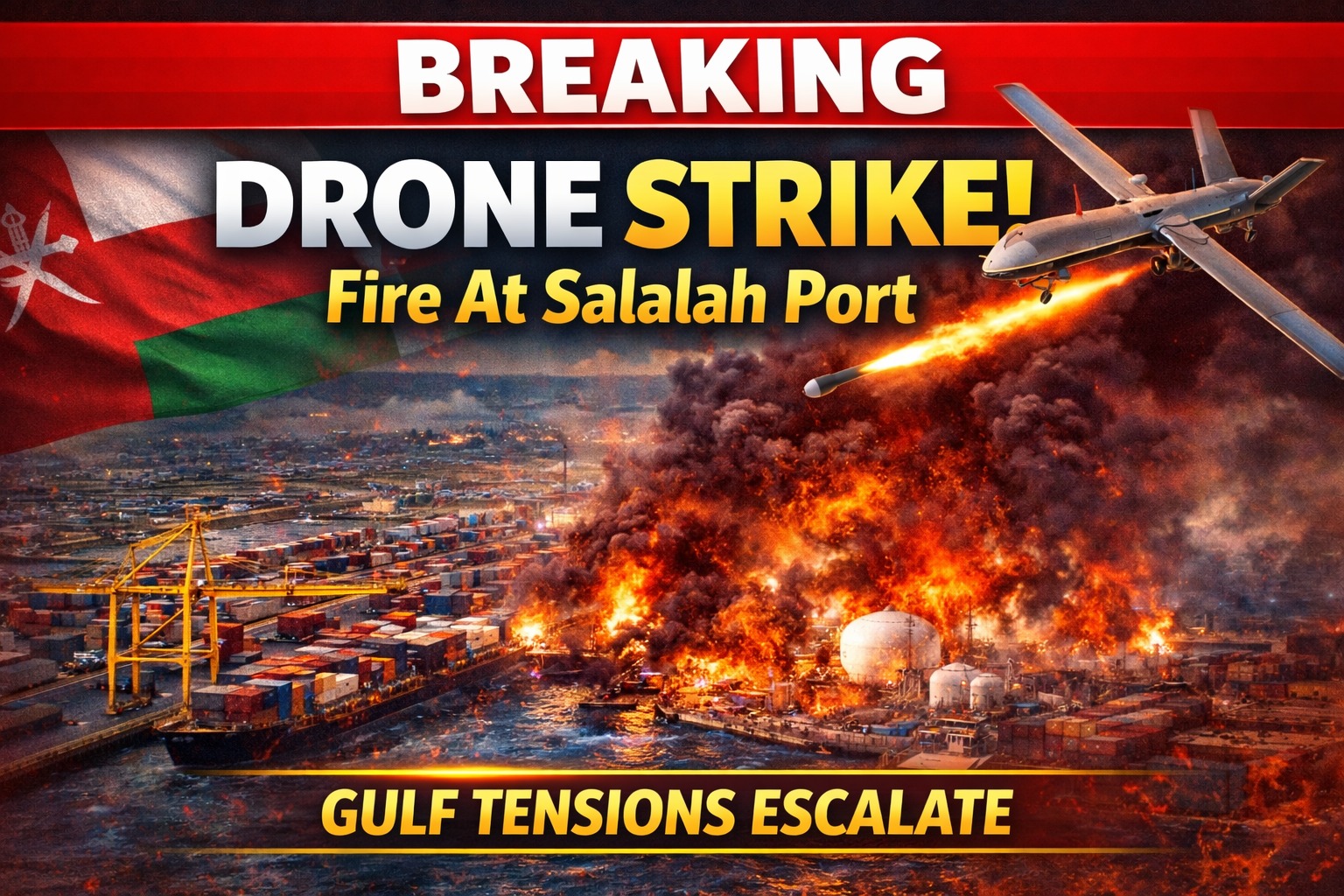 Drone Strike Triggers Massive Fire at Oman’s Salalah Port Amid Escalating Gulf Tensions