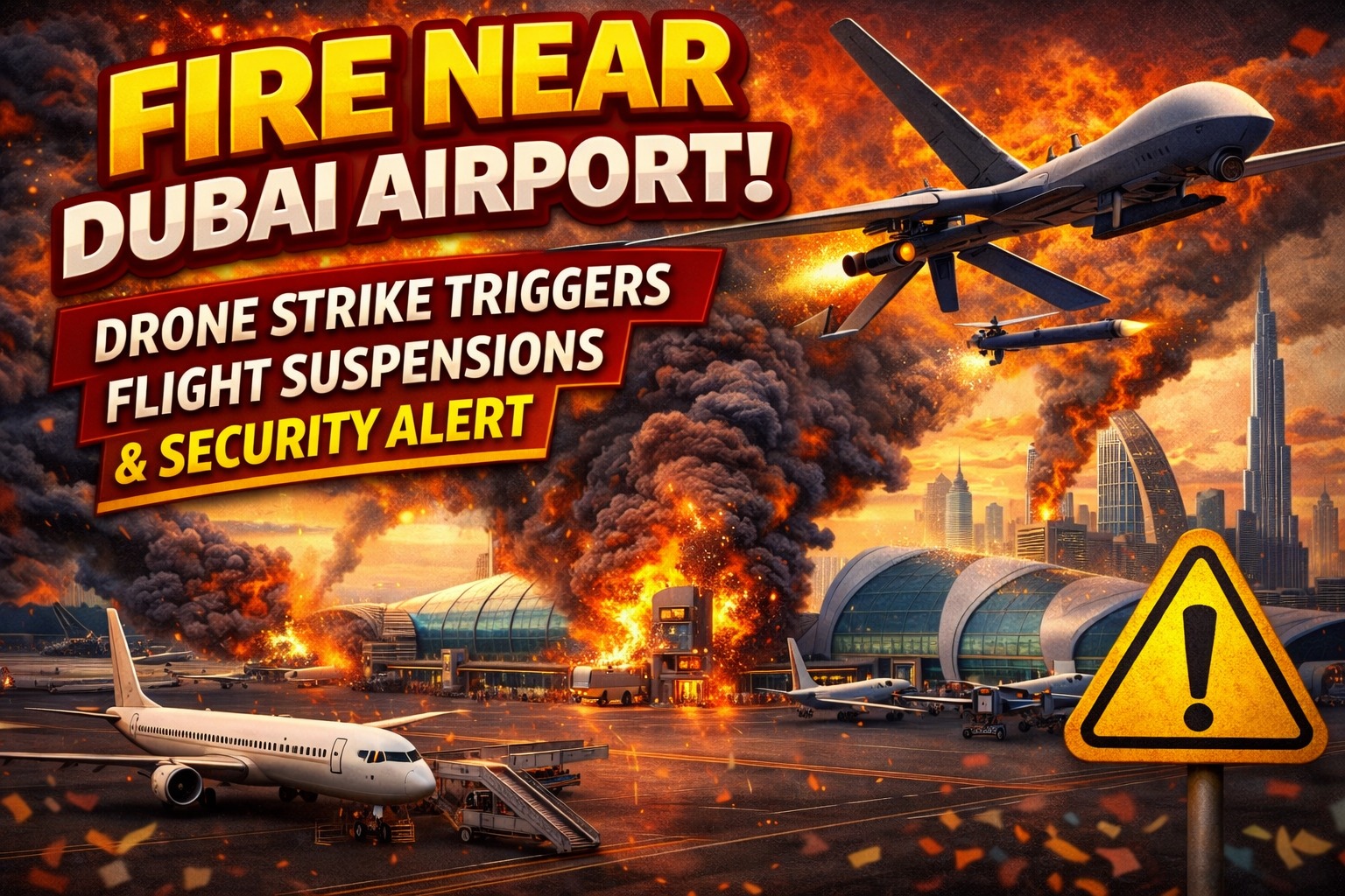Fire Near Dubai Airport After Drone Strike Triggers Flight Suspensions and Security Alert