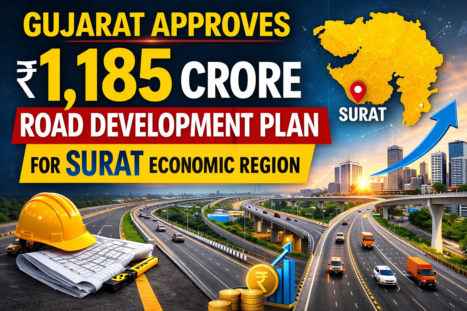 Gujarat Approves ₹1,185 Crore Road Development Plan for Surat Economic Region