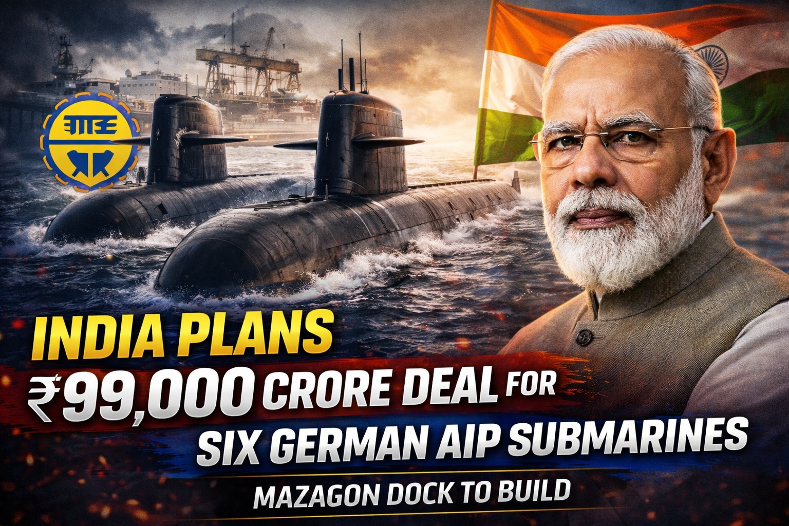India Plans ₹99,000 Crore Deal for Six German AIP Submarines, Mazagon Dock to Build
