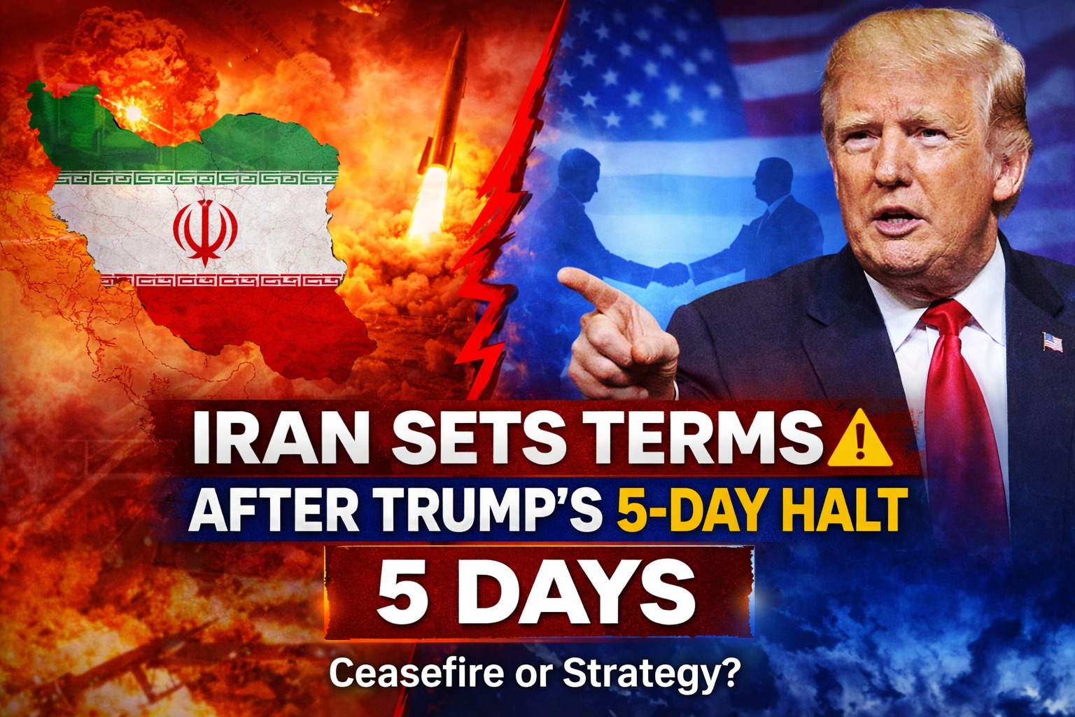 Iran Sets Ceasefire Conditions After Trump Announces 5-Day Halt on Military Strikes