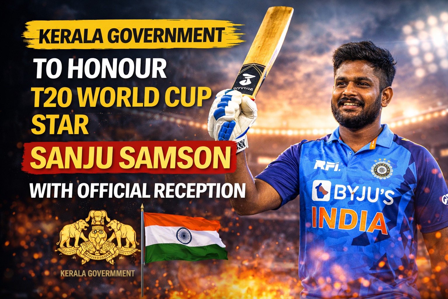 Kerala Government to Honour T20 World Cup Star Sanju Samson With Official Reception