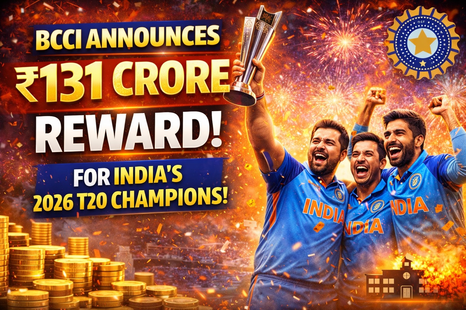 BCCI Announces ₹131 Crore Reward for India’s T20 World Cup 2026 Champions