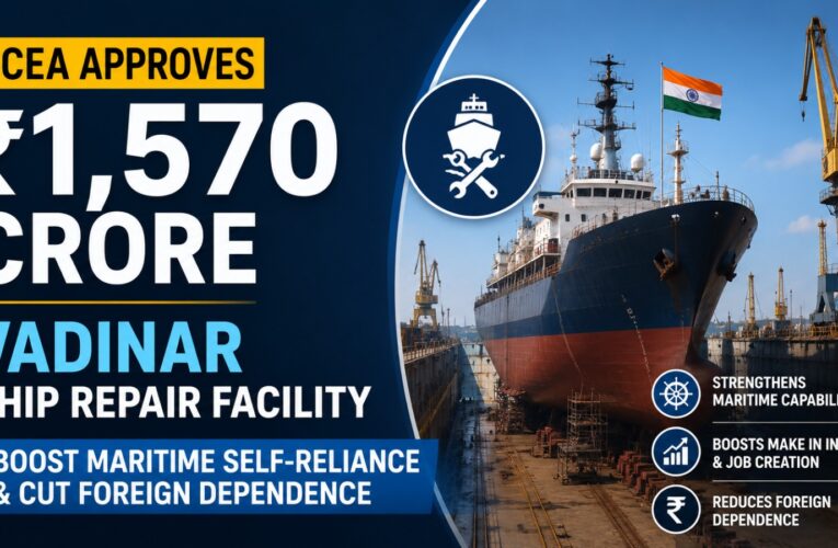 CCEA Approves ₹1,570 Crore Vadinar Ship Repair Facility to Boost Maritime Self-Reliance and Cut Foreign Dependence