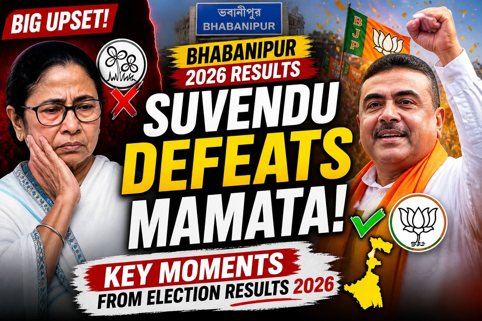 Suvendu Adhikari Defeats Mamata Banerjee in Bhabanipur