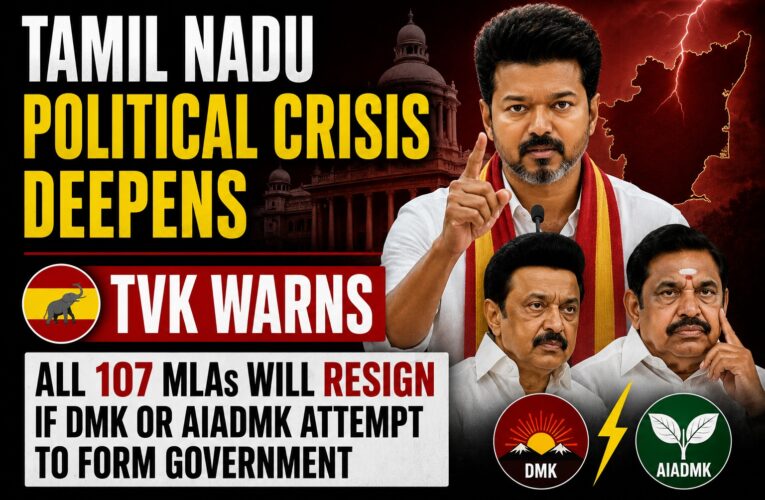 Tamil Nadu Political Crisis Deepens: TVK Warns All 107 MLAs Will Resign if DMK or AIADMK Attempt to Form Government