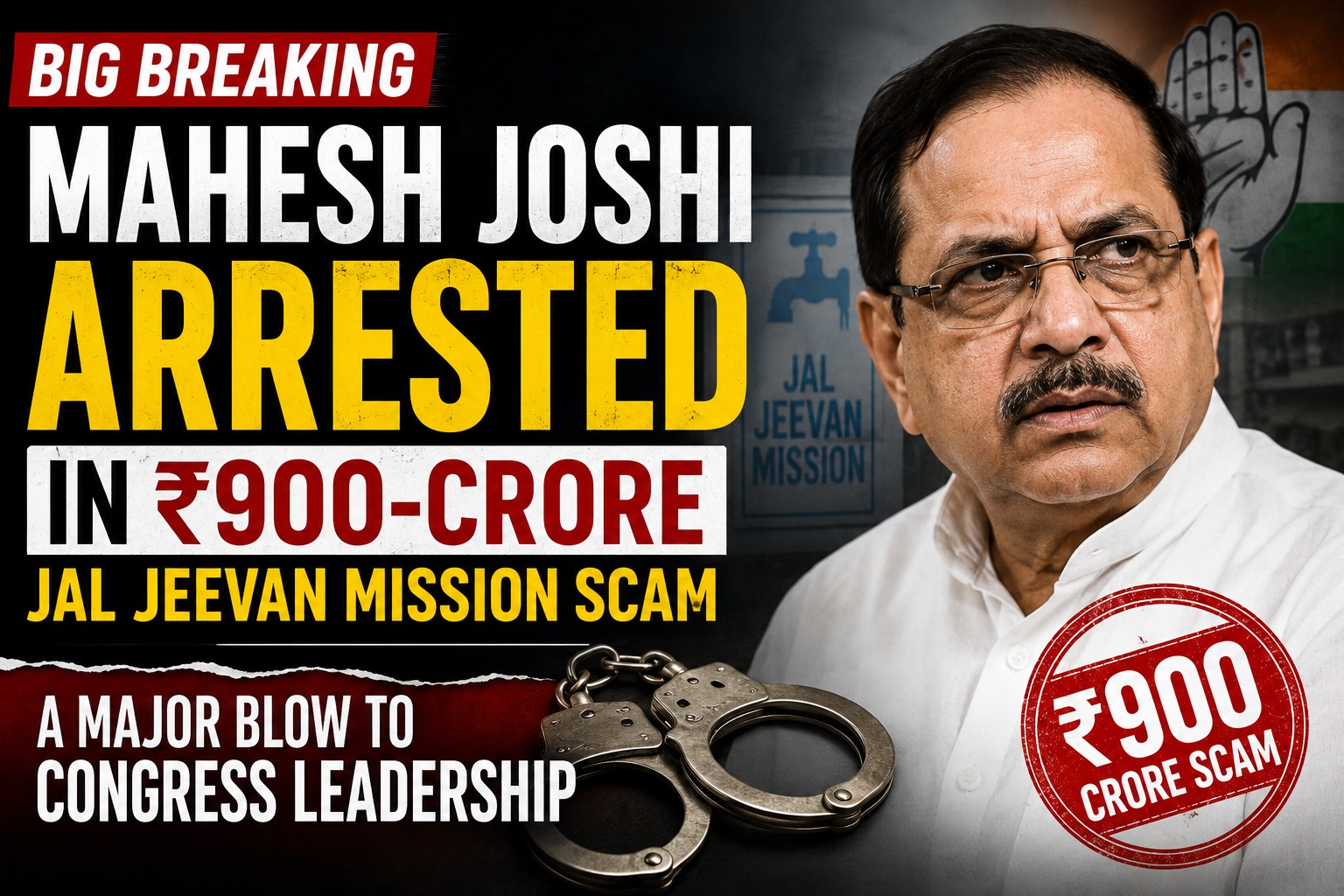 Former Rajasthan Minister Mahesh Joshi Arrested in ₹900-Crore Jal Jeevan Mission Scam
